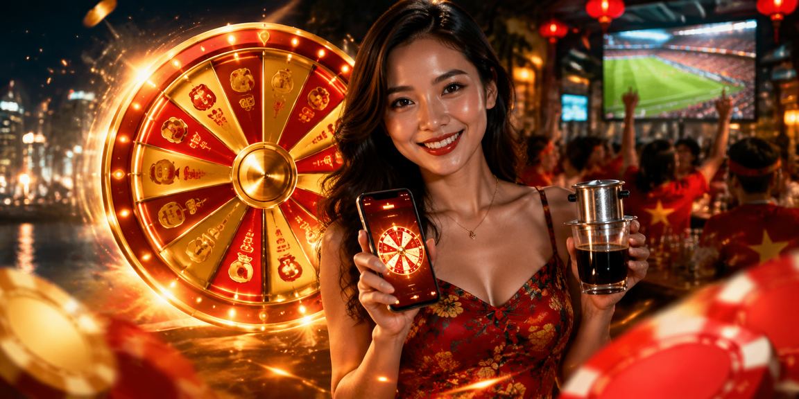 Minh họa bàn chơi roulette cùng cà phê tại Phú Quốc